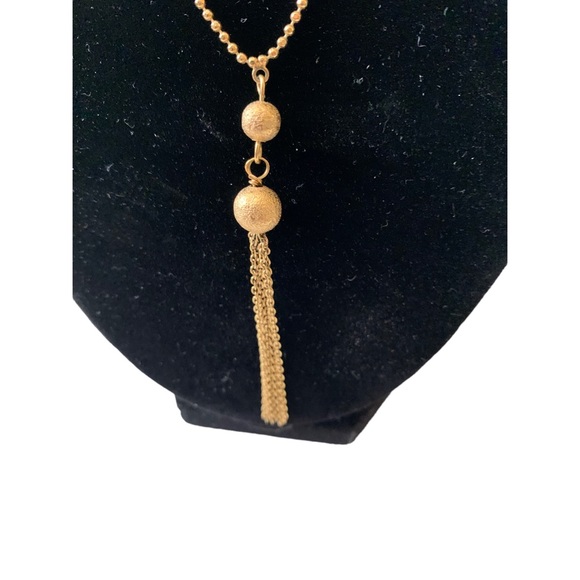 18K Gold Plated Seville Ball Tassel-Accent Pendant Necklace - Picture 3 of 4